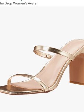 Minimalist Metallic Gold Block Heel Sandals